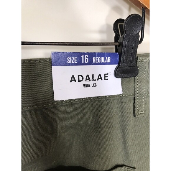 Adalae Womens Wide Leg Jeans Green Pockets Size 12 Cargo - Picture 7 of 12